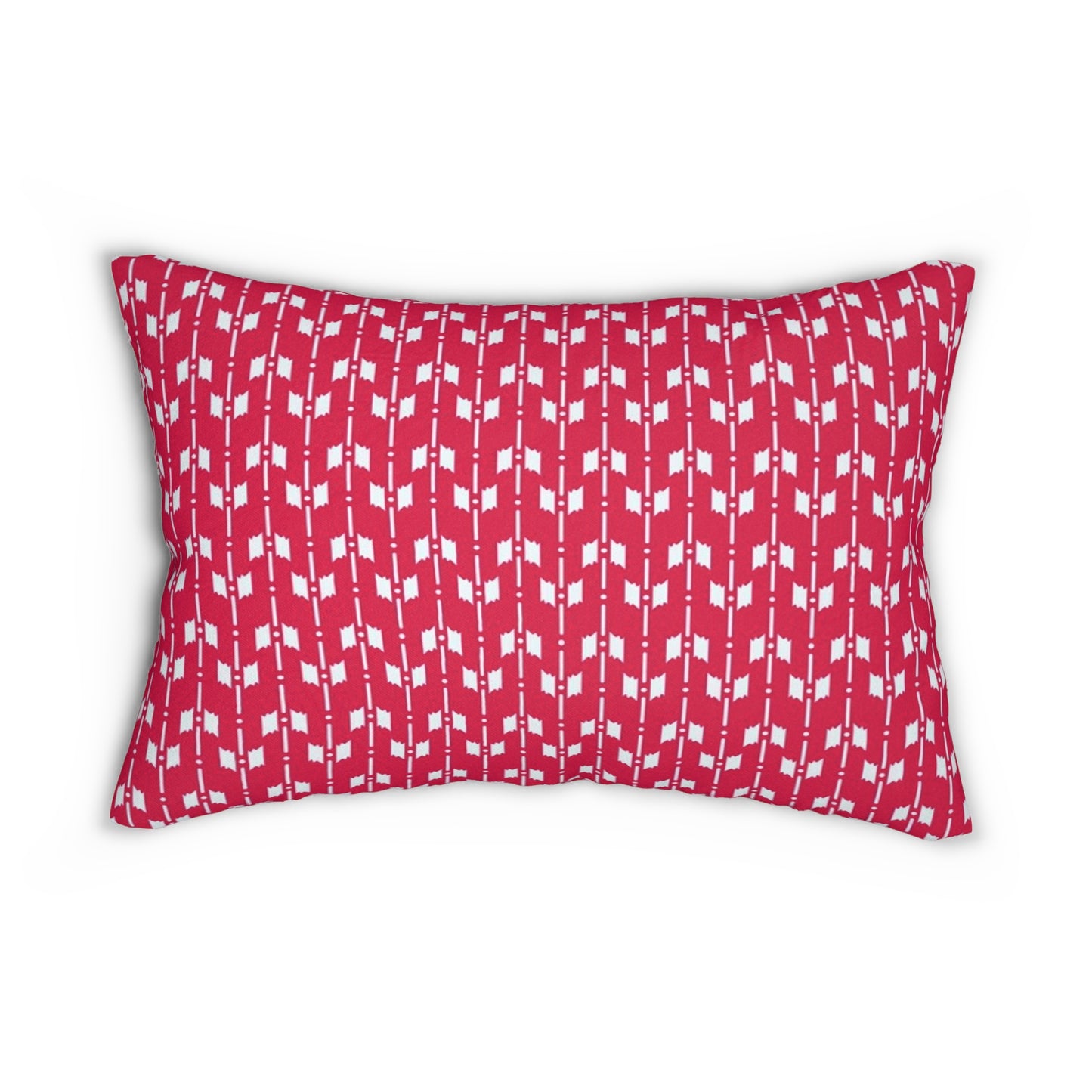 Pink and White Aztec Ikat Design Spun Polyester Lumbar Pillow