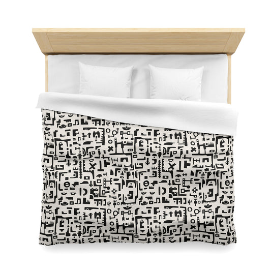 Tribal African Ethnic Shapes Microfiber Duvet Cover - Contemporary African Inspired Home Decor Bedding