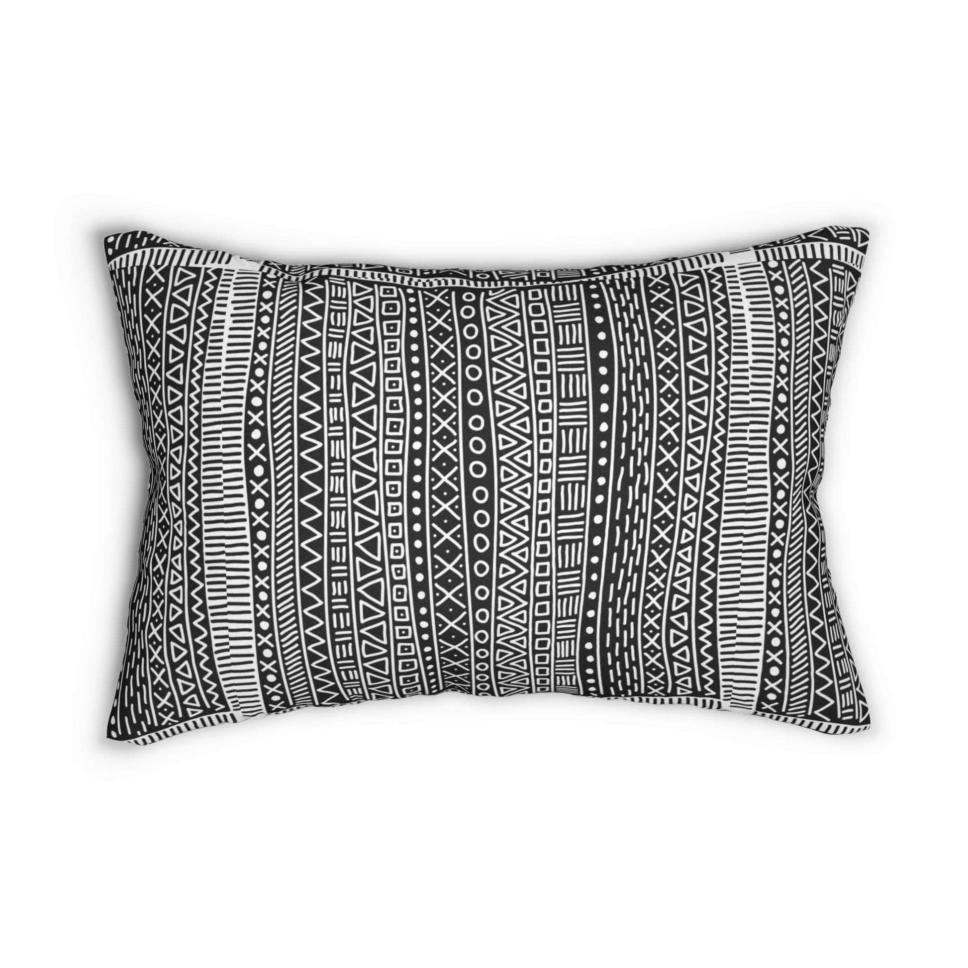 B&W Painted Aztec Pattern Design Spun Polyester Lumbar Pillow