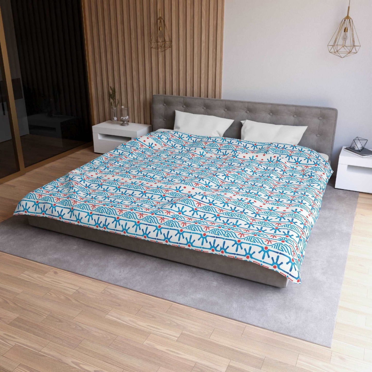 Blue Aztec Geometric Duvet Cover - Southwestern Style Bedding and Home Decor