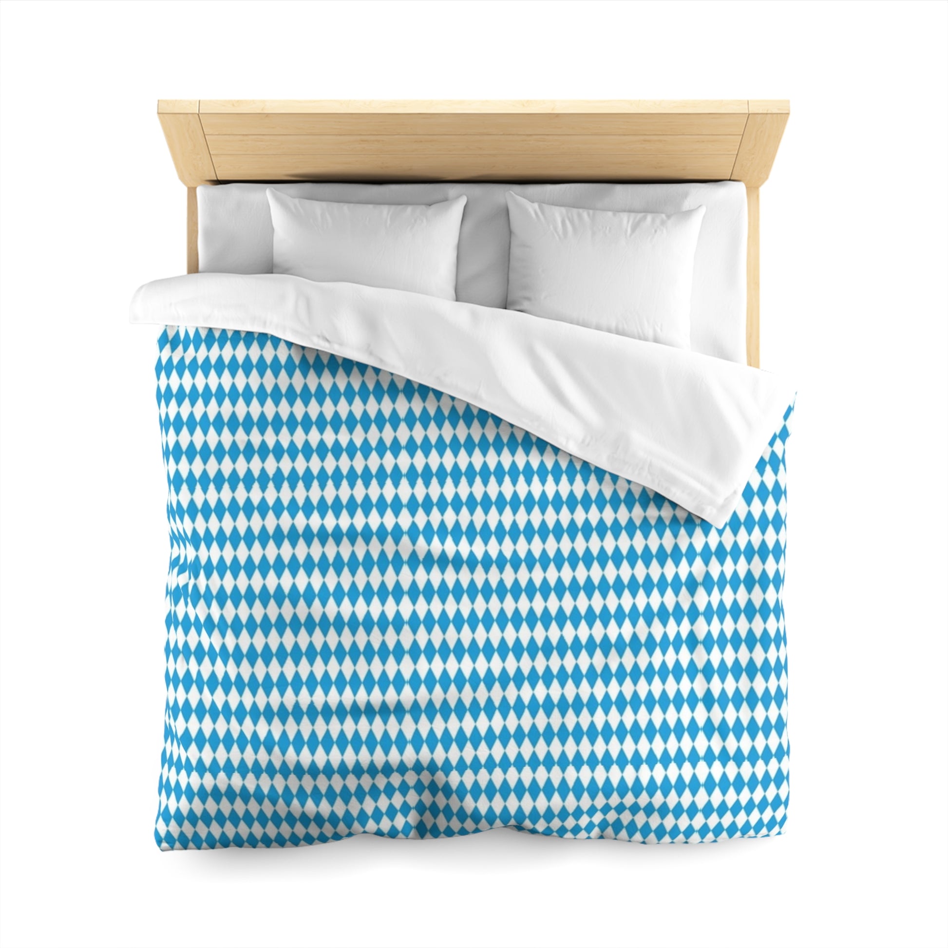 Oktoberfest Bavarian Style Blue and White Diamond Pattern Duvet Cover