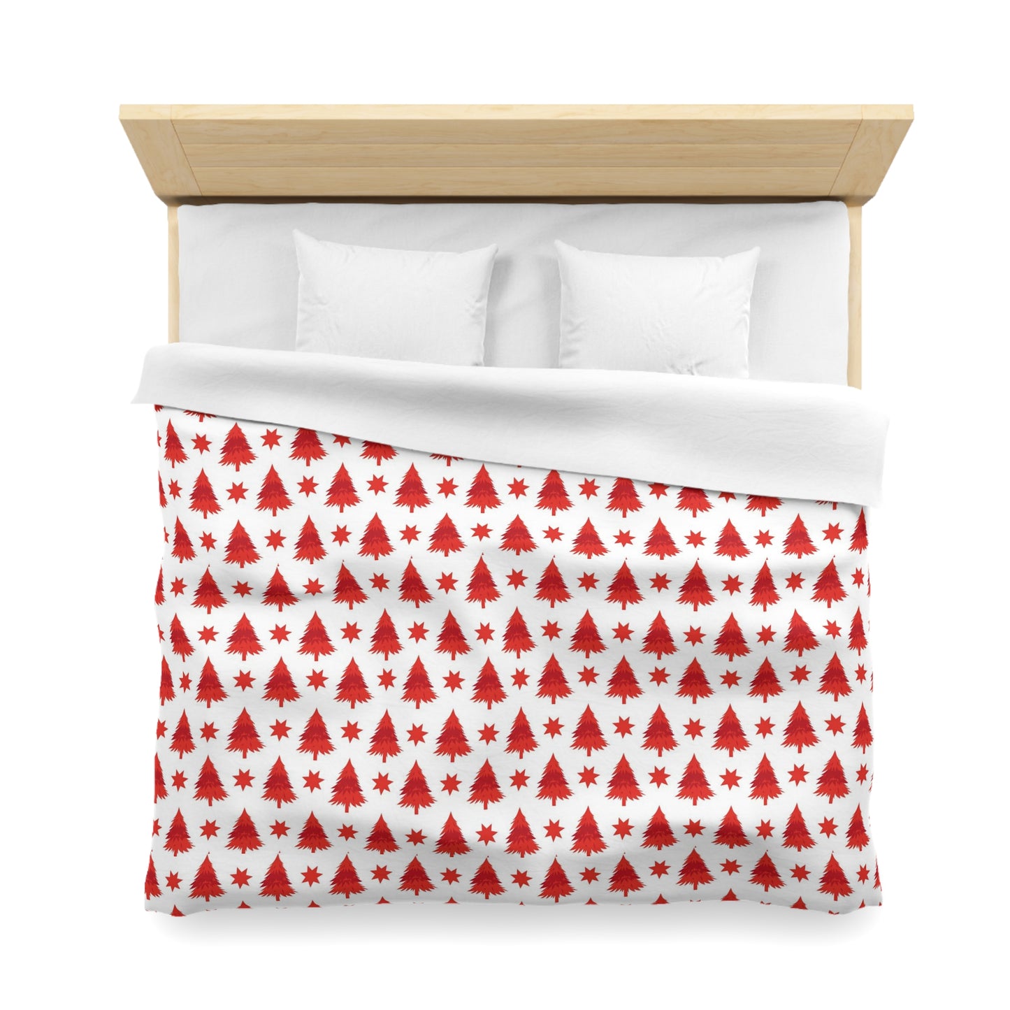 Duvet Cover - Christmas Stars and Trees in Red