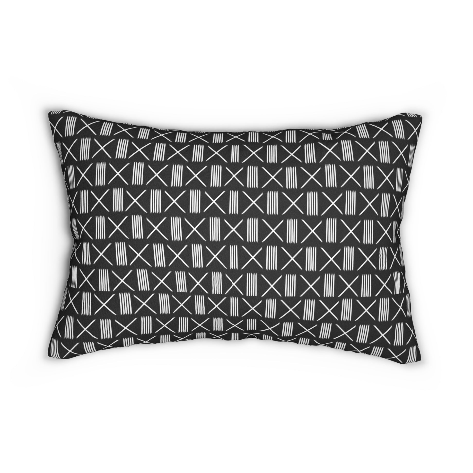 Vintage Inspired Bohemian Crosses and Lines Pattern Spun Polyester Lumbar Pillow