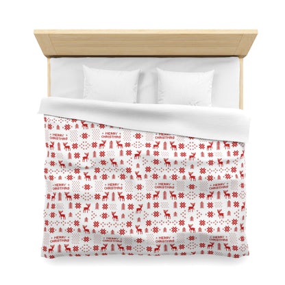 Retro Red Christmas Pattern Duvet Cover