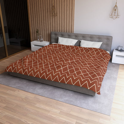 Terracotta Rust Avoca Microfiber Duvet Cover Set - Stylish Southwestern Inspired Rustic Bedding Collection