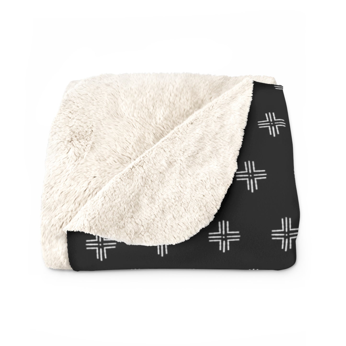 Aztec Tribal Black Sherpa Fleece Blanket - Bohemian Style Winter Throw Blanket