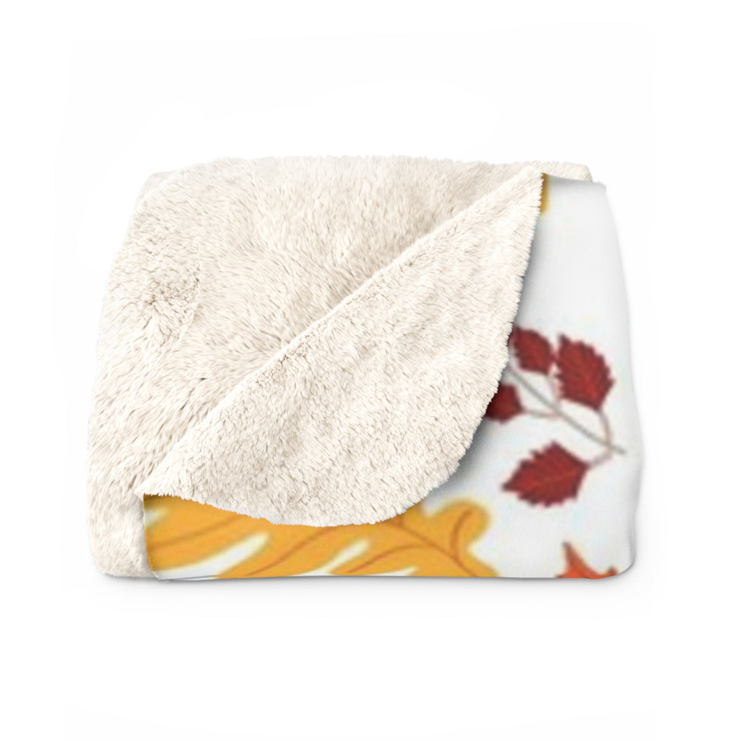 Fall Autumn Leaves in the Wind Sherpa Fleece Blanket - Warm White Accents Design