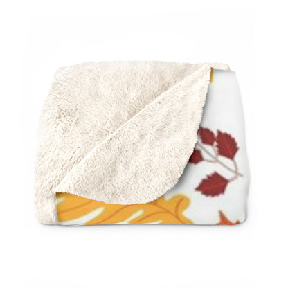 Fall Autumn Leaves in the Wind Sherpa Fleece Blanket - Warm White Accents Design