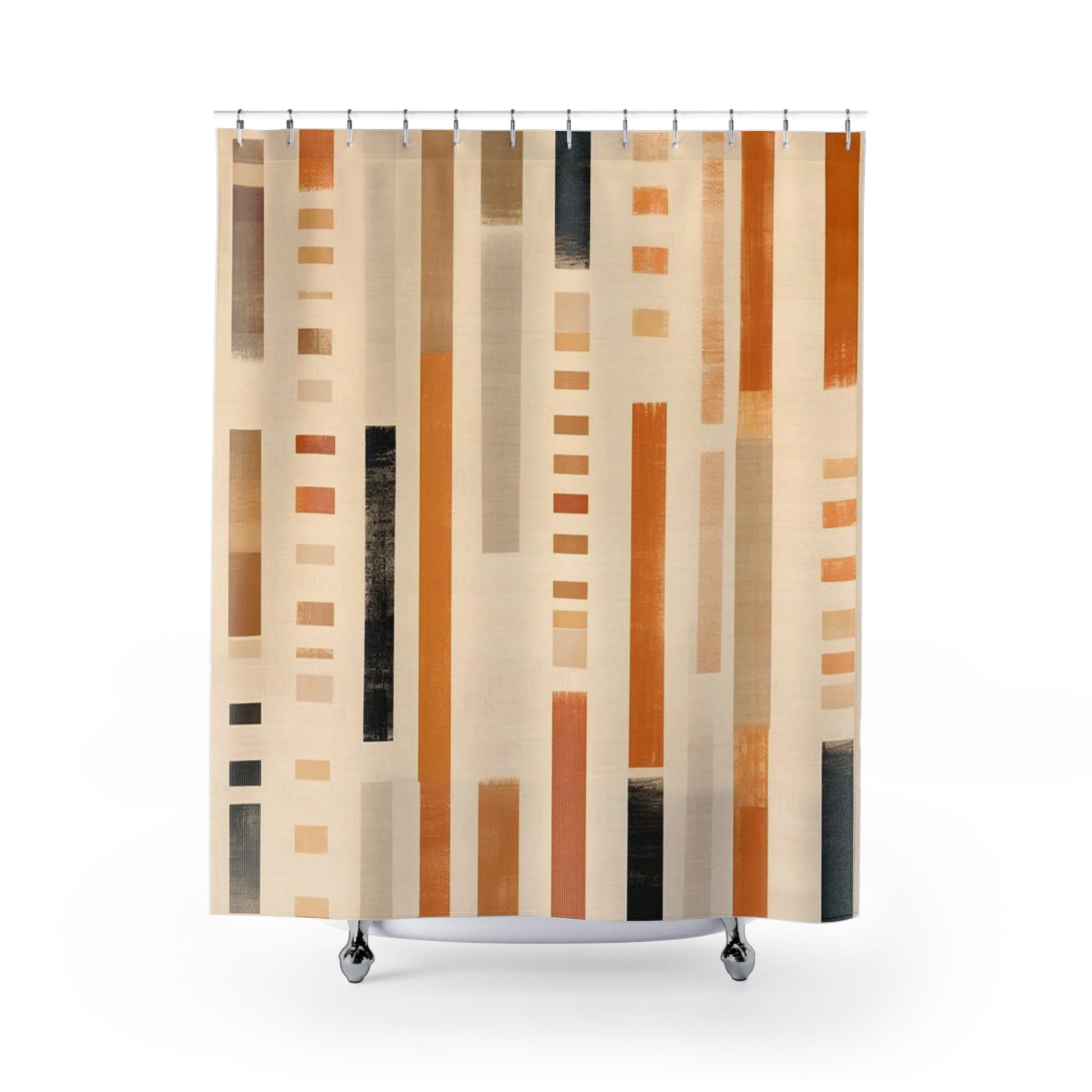 Abstract Boho Earthy Stripes Pattern Shower Curtain