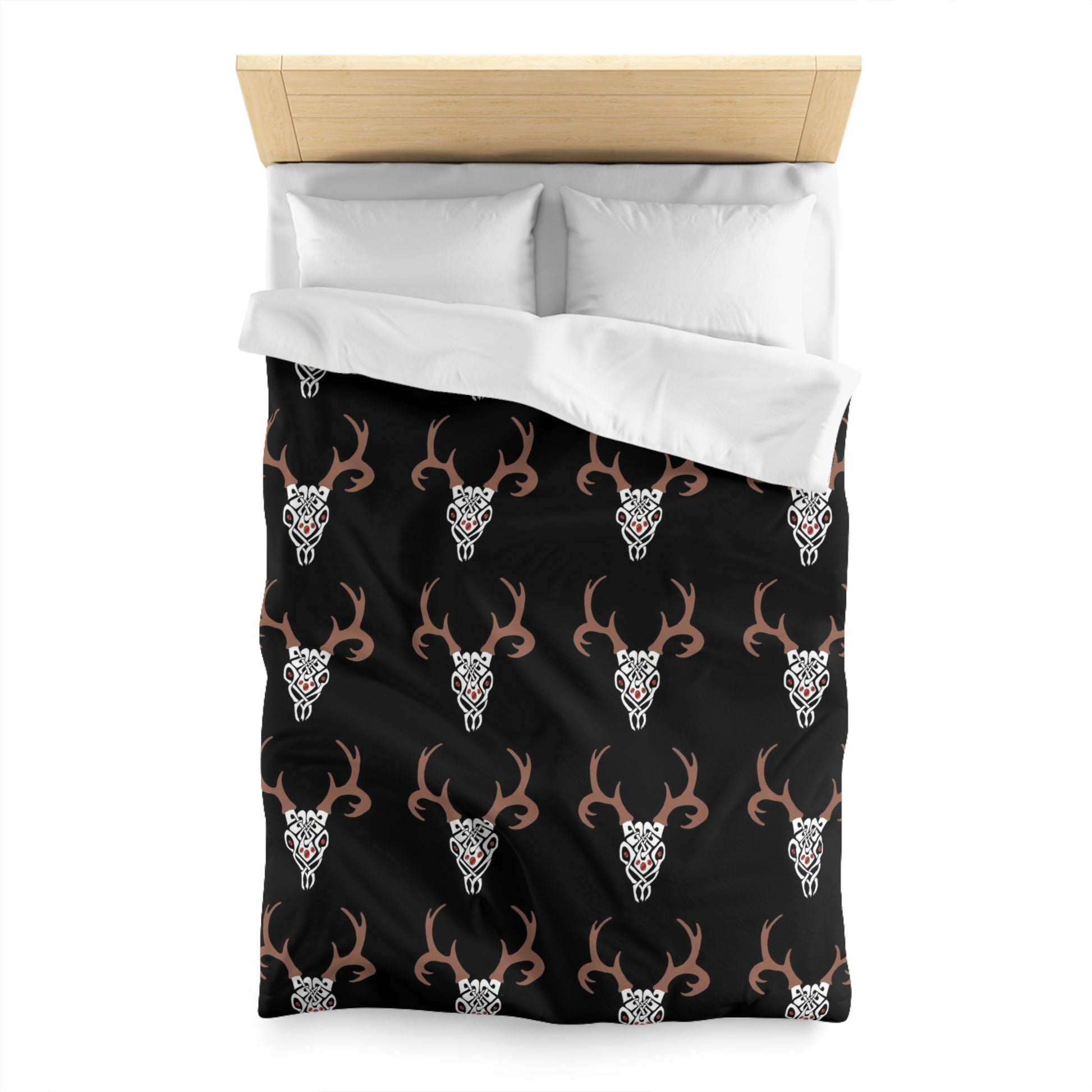 Celtic Deer Skull Pattern Duvet Cover - Ancient Celtic Symbolism, Nature-Inspired Bedding