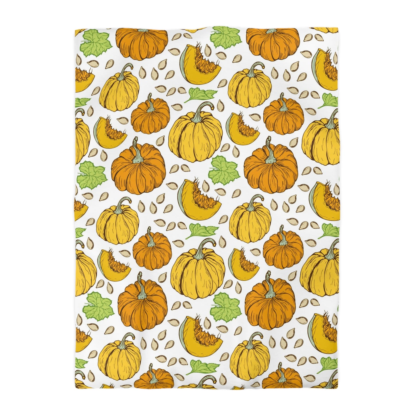 Thanksgiving Harvest Pumpkin and Leaves Duvet Cover Set - Seasonal Fall Bedding, Soft Microfiber Material, Multiple Sizes (Queen, King, Full, Twin)