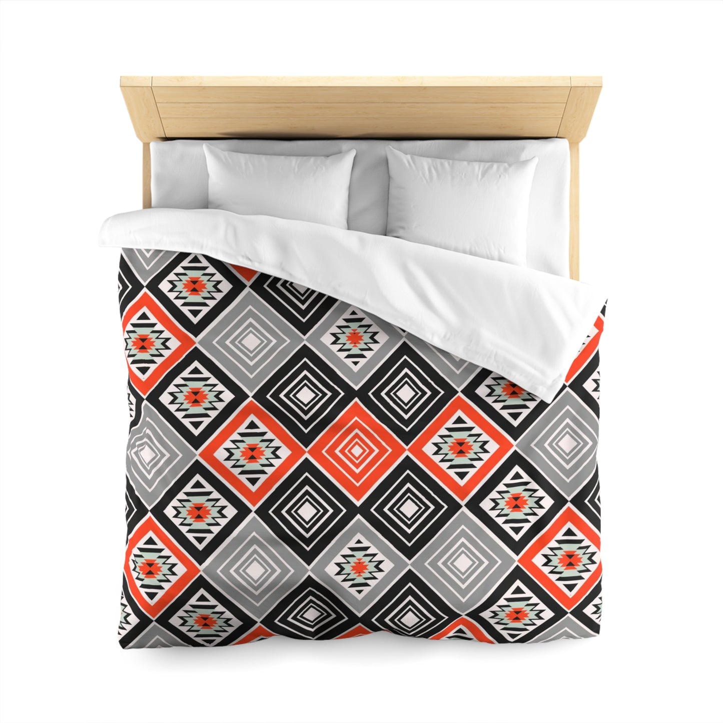 Tribal Aztec Diamond Geometry Duvet Cover - Cultural Heritage Inspired Bedding