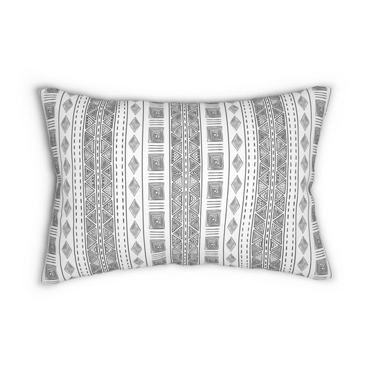 Geometric Boho Chic B&W Diamonds Pattern Spun Polyester Throw Pillow