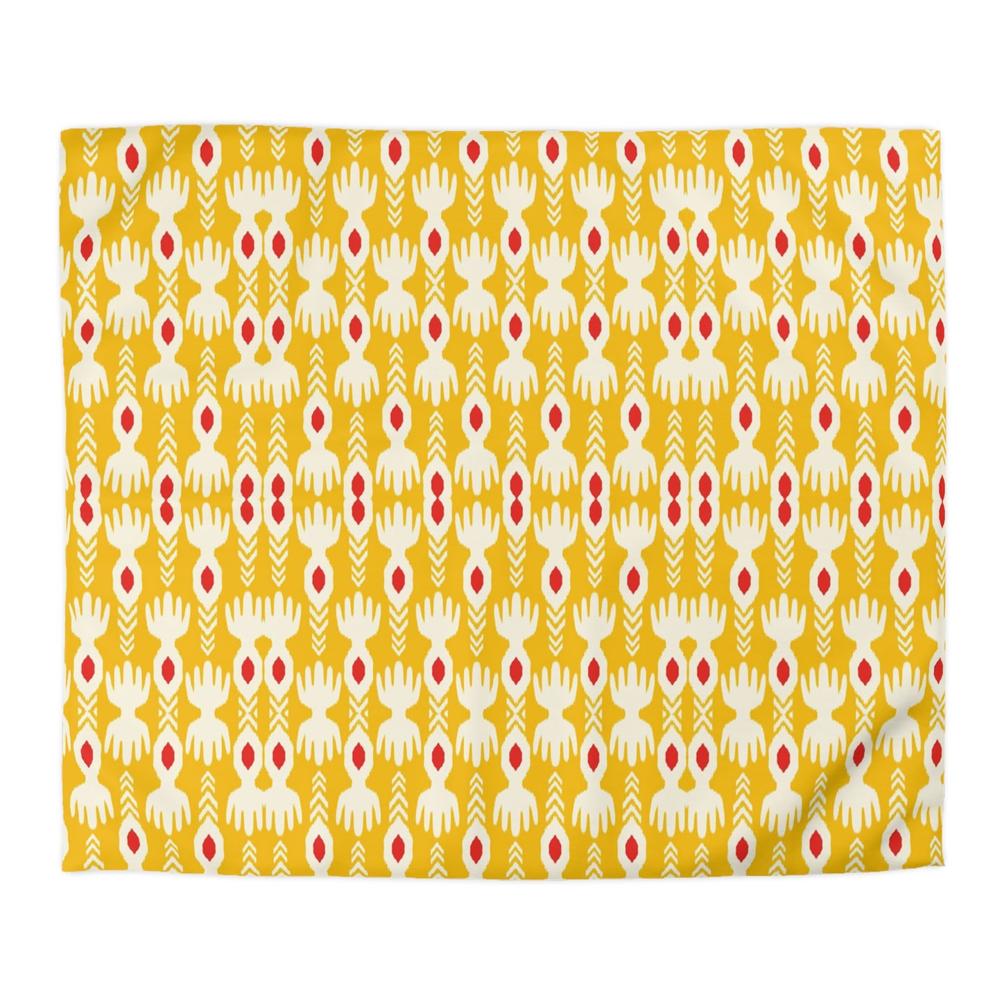 Tribal Yellow Ikat Microfiber Duvet Cover - Exotic Bohemian Global-Inspired Tribal Pattern Bedroom