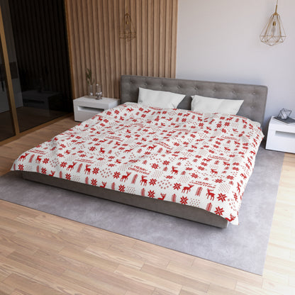 Retro Red Christmas Pattern Duvet Cover