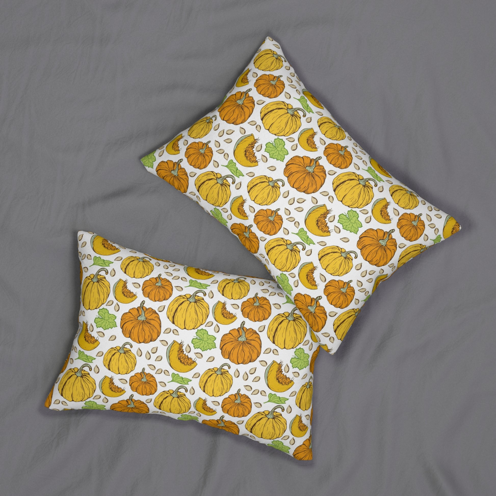 Thanksgiving Fall Harvest Pumpkin and Leaves Lumbar Pillow Cover - Autumnal Home Decor Accent