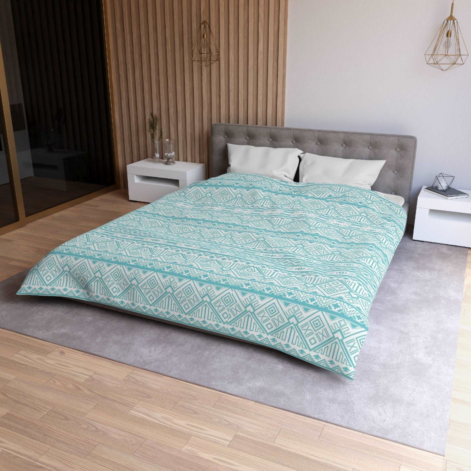 Aztec Madness Aqua Duvet Cover