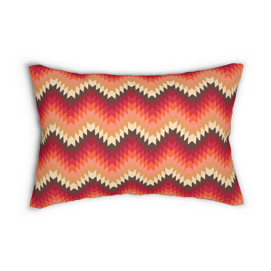 Native American Tribal Ikat Pattern Spun Polyester Lumbar Pillow