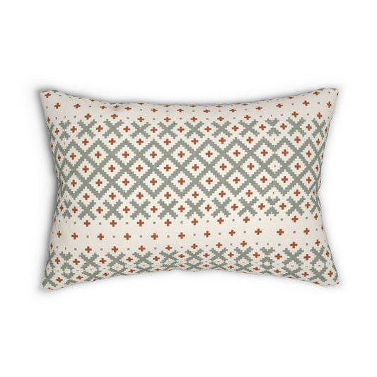 Aztec Gradient Pattern Sage and Ginger Spun Polyester Lumbar Pillow