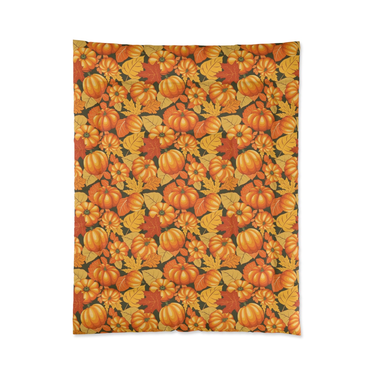 Fall Pumpkin in Autumn Leaves Soft Comforter Set - Rustic Home Bedding