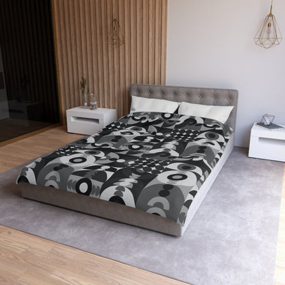 Modern Black Palette Shapes Microfiber Duvet Cover - Unique Geometric Pattern Bedding