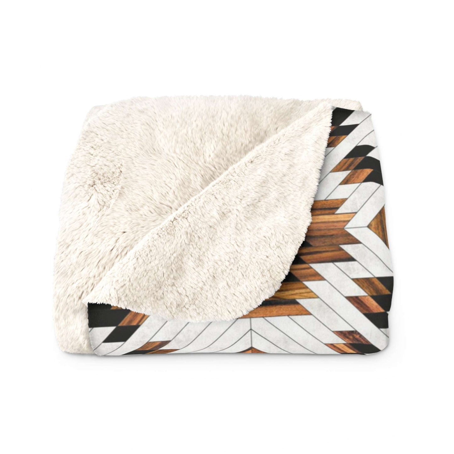 Aztec Geometric Design Sherpa Fleece Blanket - Modern Rustic Home Decor Throw