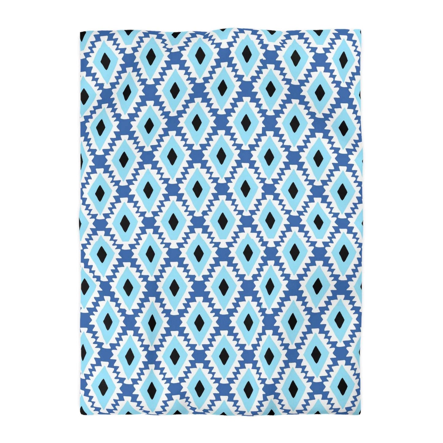 Aztec Style Evil Eye Duvet Cover - Bohemian Blue and Black Tribal Bedding