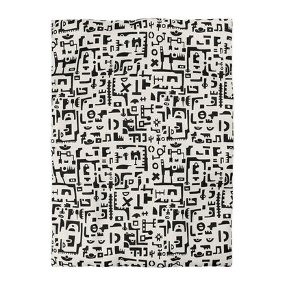 Tribal African Ethnic Shapes Microfiber Duvet Cover - Contemporary African Inspired Home Decor Bedding