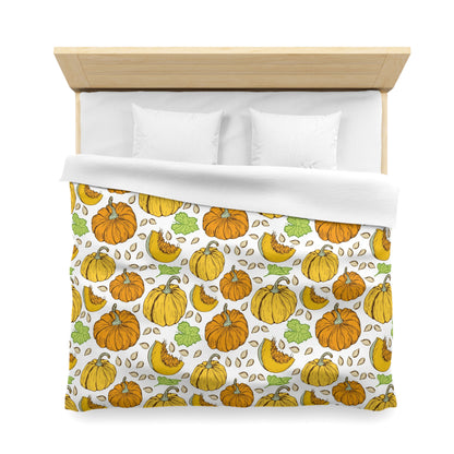 Thanksgiving Harvest Pumpkin and Leaves Duvet Cover Set - Seasonal Fall Bedding, Soft Microfiber Material, Multiple Sizes (Queen, King, Full, Twin)