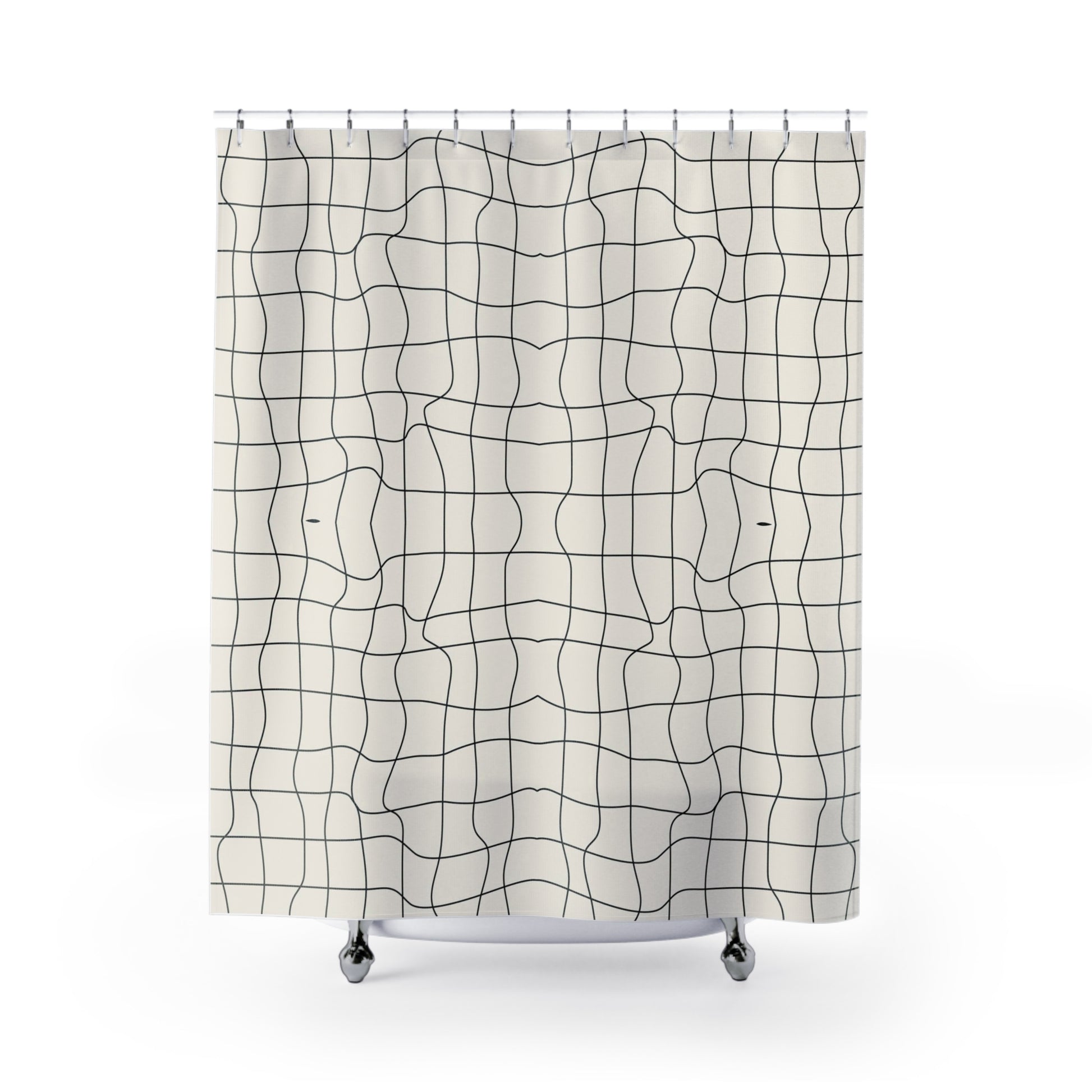 Shower Curtain - Warp Grind in Off White Design