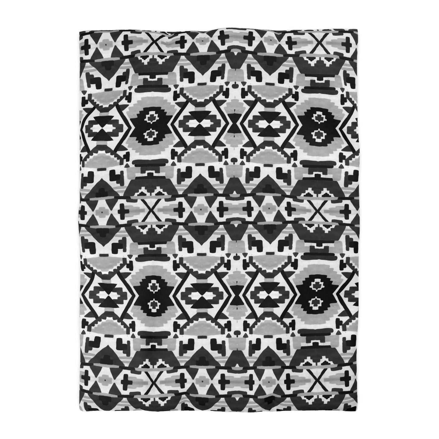 Aztec Inspired Geometry B&W Duvet Cover - Unique Ethnic Tribal Home Decor