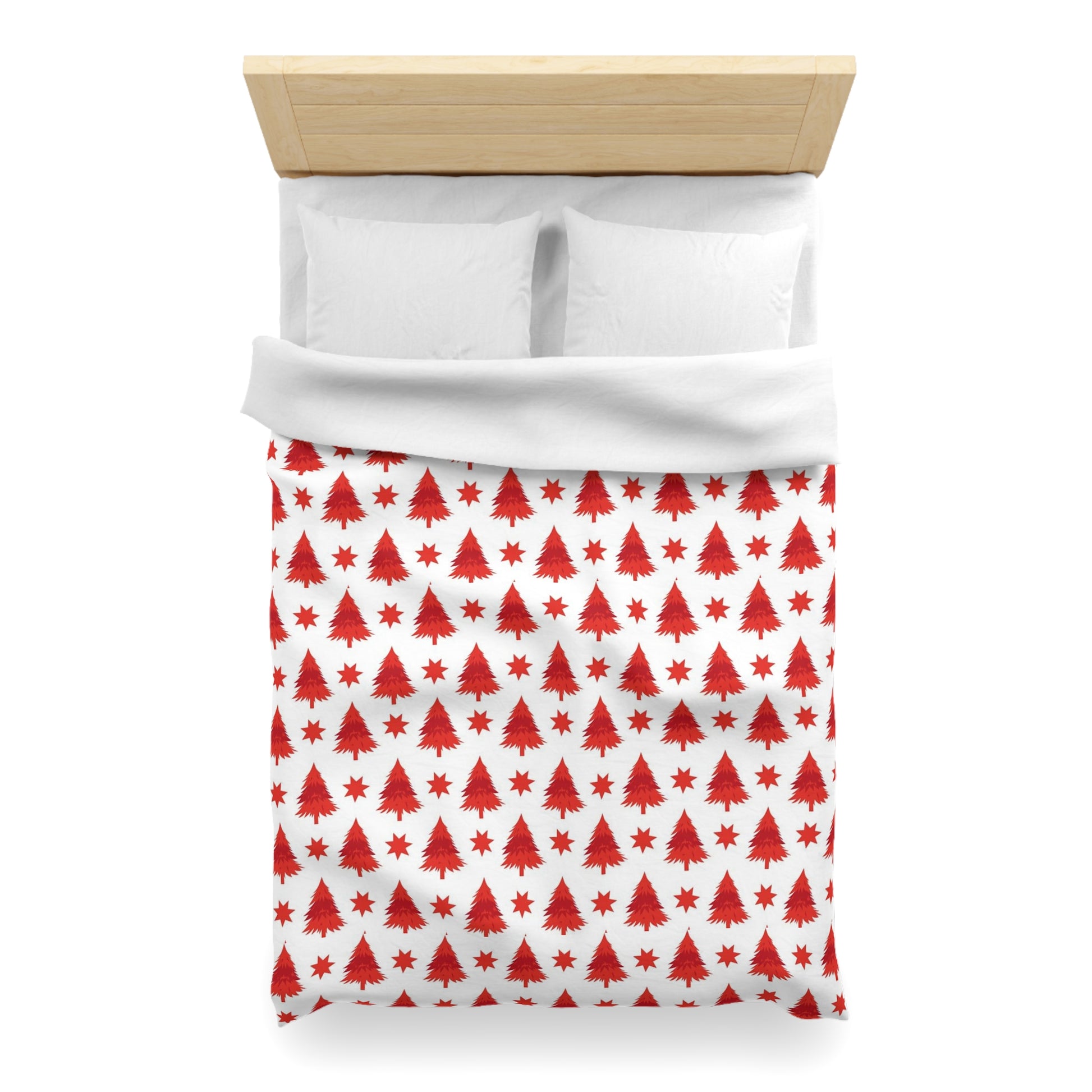 Duvet Cover - Christmas Stars and Trees in Red