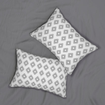 Seamless Gray White Aztec Spun Polyester Lumbar Pillow