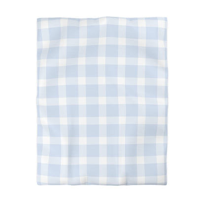 Chambray Blue Buffalo Plaid Duvet Cover - Rustic Country Chic Bedroom Decor, Farmhouse Style Bedding