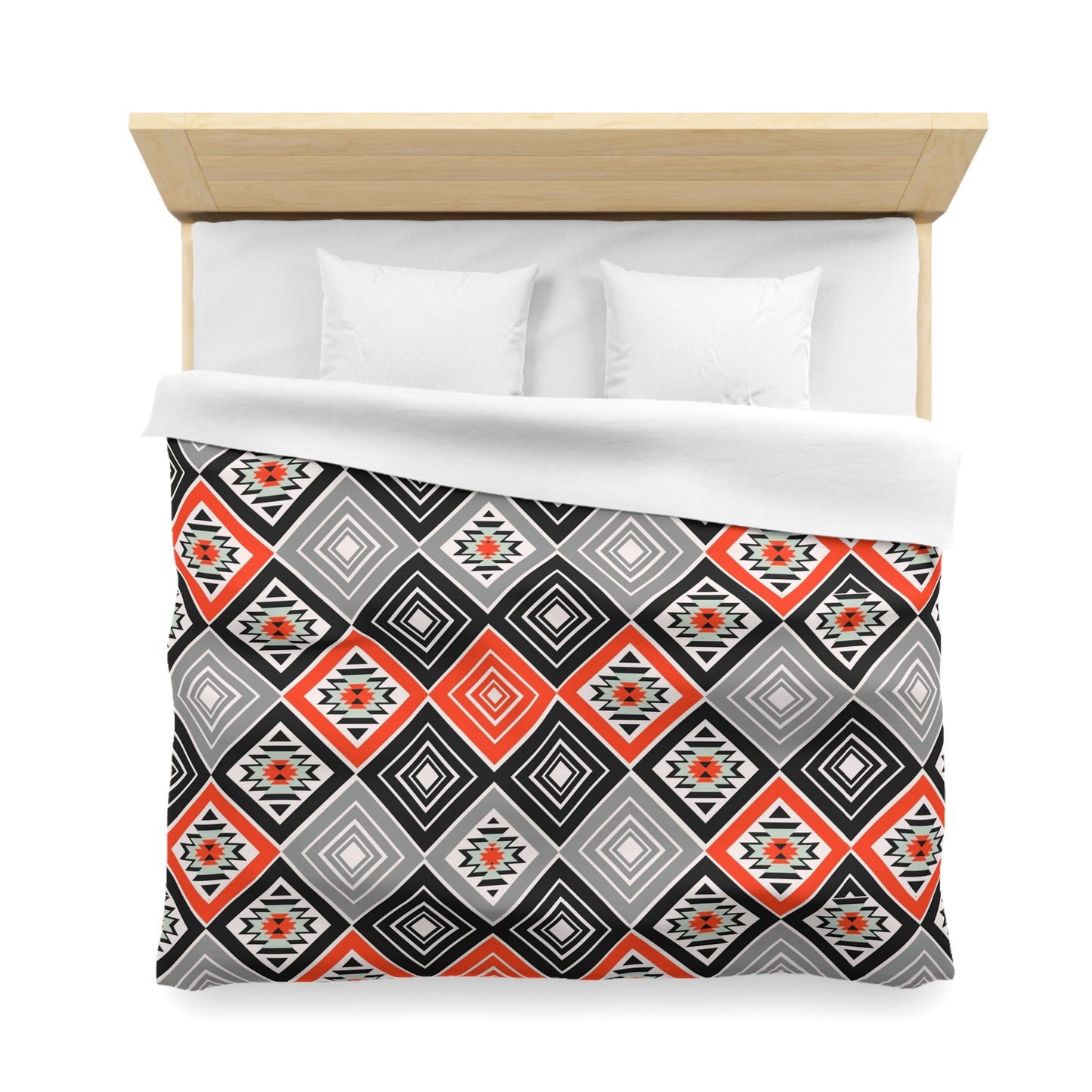 Tribal Aztec Diamond Geometry Duvet Cover - Cultural Heritage Inspired Bedding