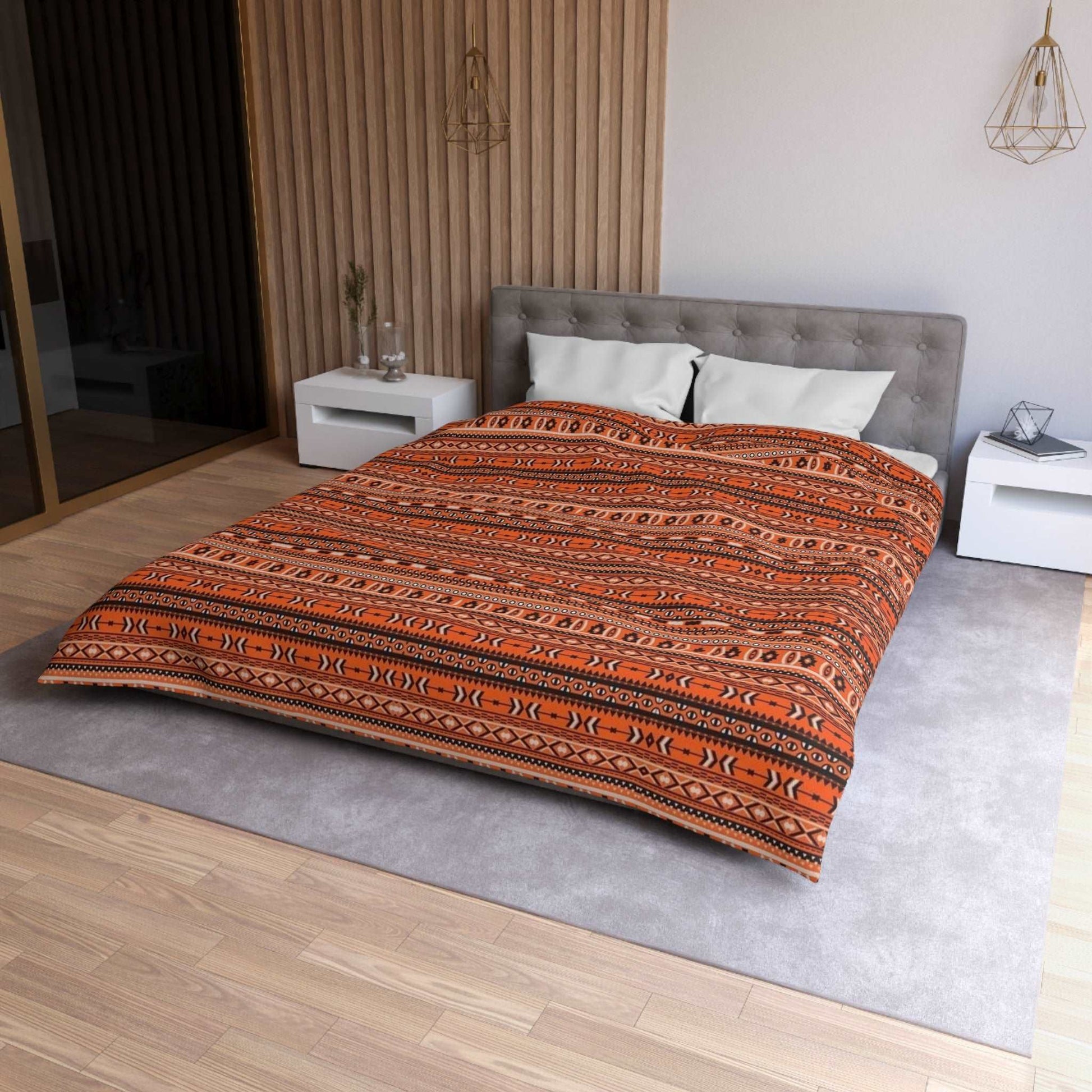 Aztec Orange Print Microfiber Duvet Cover