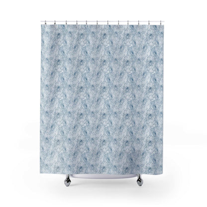 Blue Transparent Floral Shower Curtain