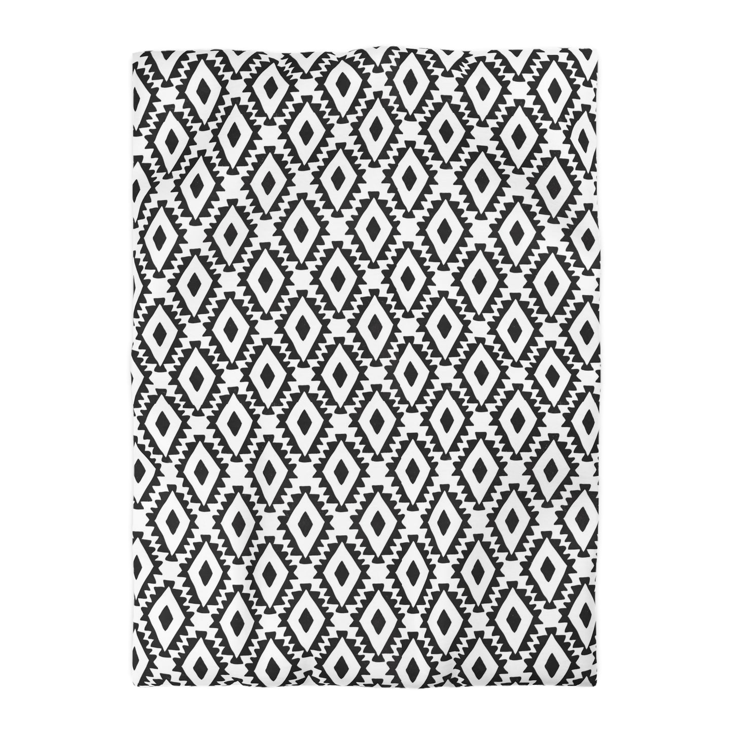 Modern Aztec Geometrics Black and White Microfiber Duvet Cover - Unique Geometric Pattern Bedding