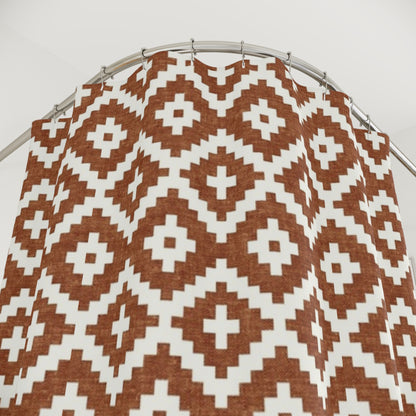 Global Aztec Woven Geometric Shower Curtain - Unique Cultural Bathroom Accessories