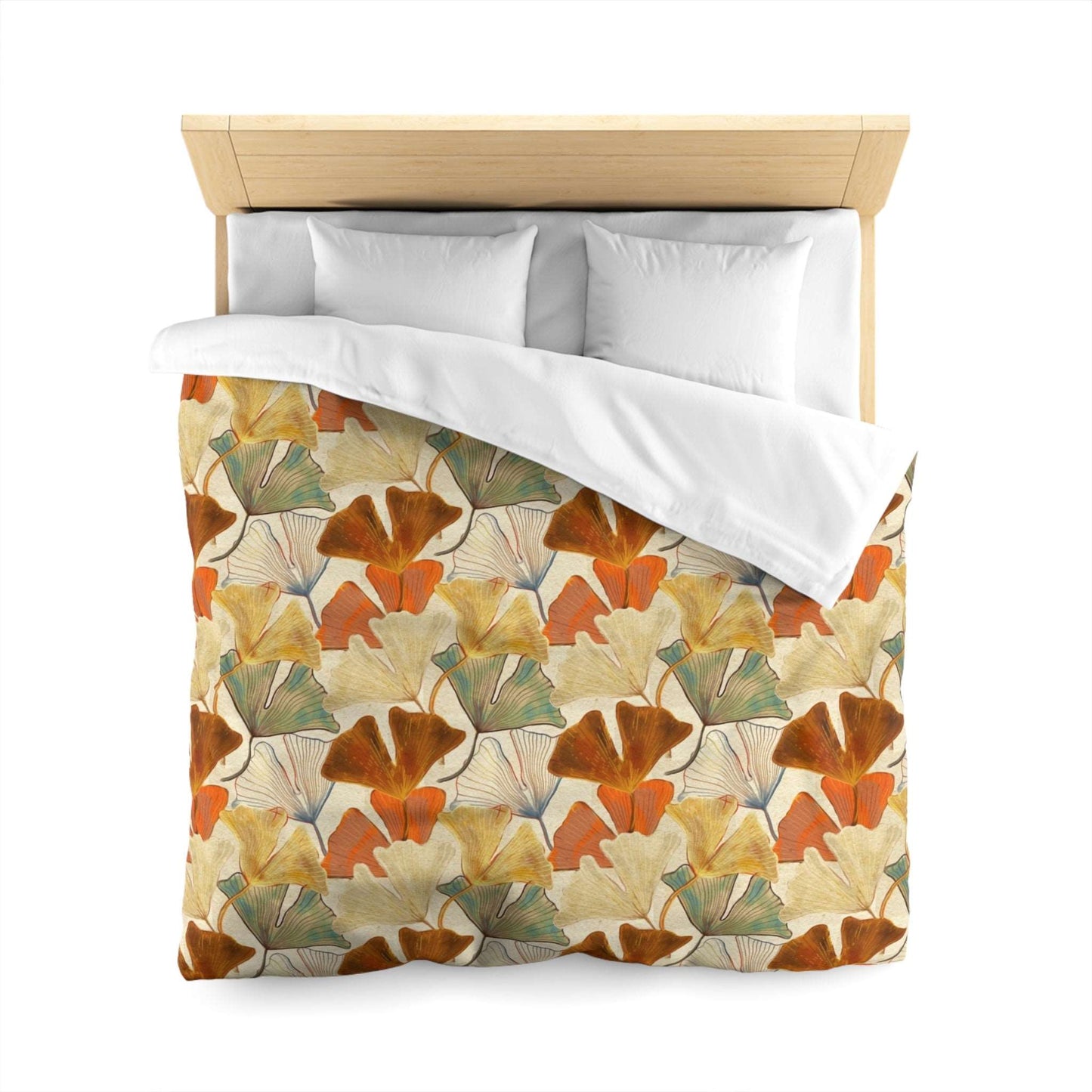 Autumn Ginkgo Leaves Duvet Cover - Fall Colors Watercolor Design, Cozy Seasonal Bedding