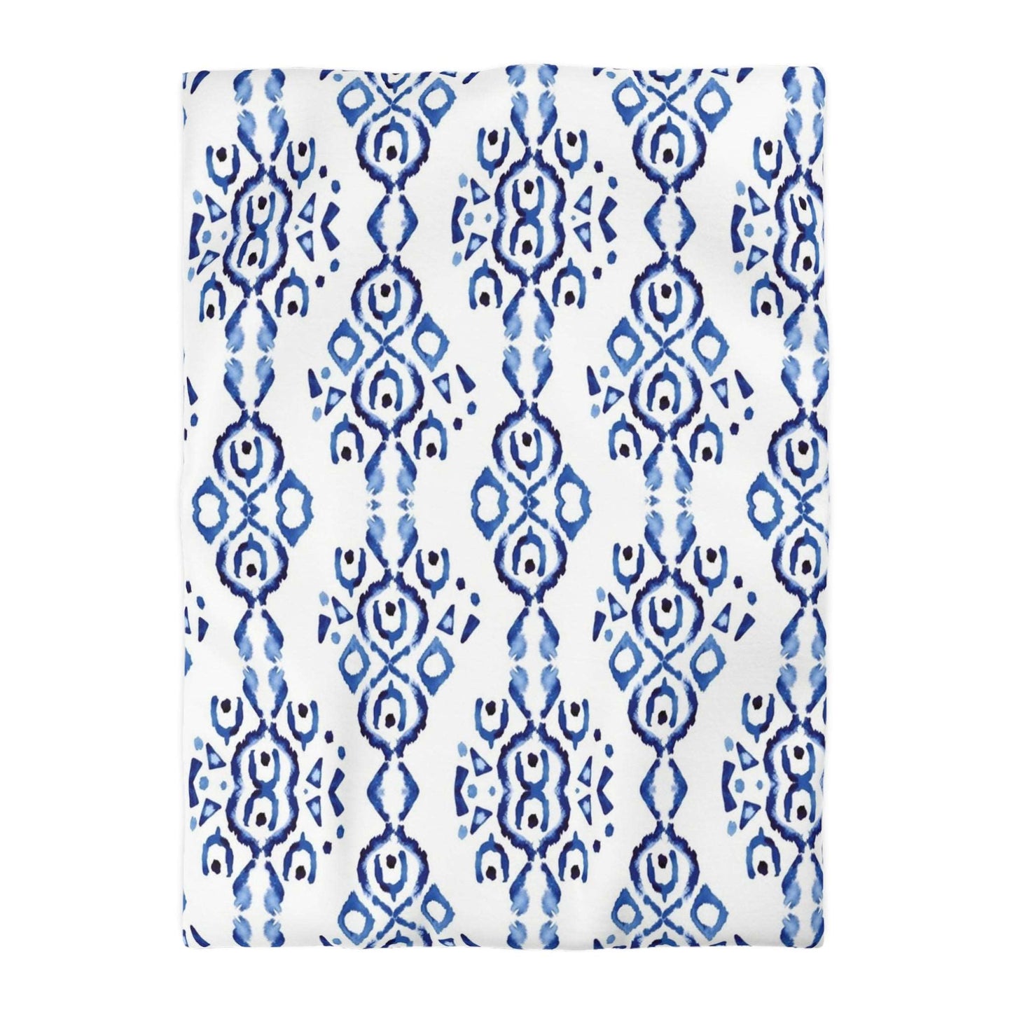 Blue Indigo Ikat Microfiber Duvet Cover - Soft and Vibrant Global-Inspired Microfiber Bedding