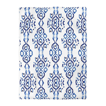 Blue Indigo Ikat Microfiber Duvet Cover - Soft and Vibrant Global-Inspired Microfiber Bedding