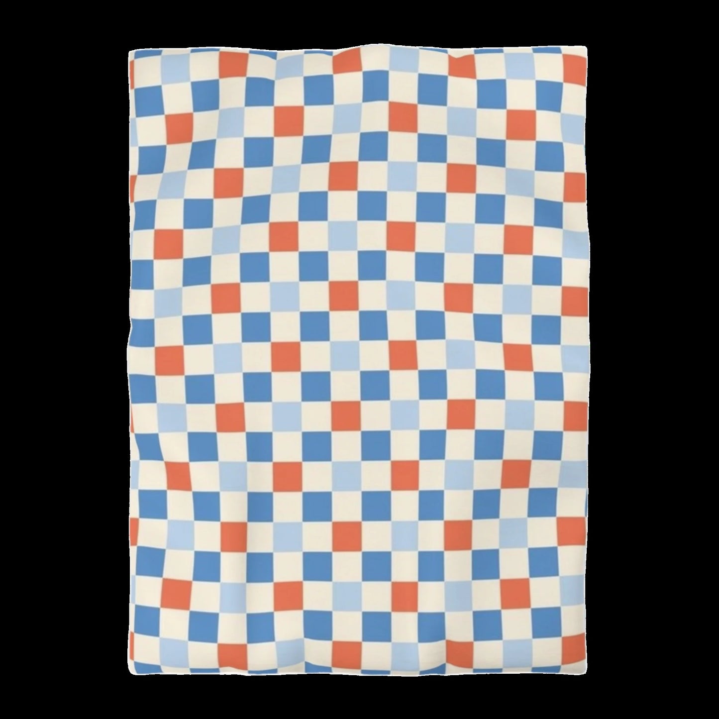 4th of July Blue Checkered Board Duvet Cover - Independence Day Bedroom Furniture, Star-Spangled Bedding