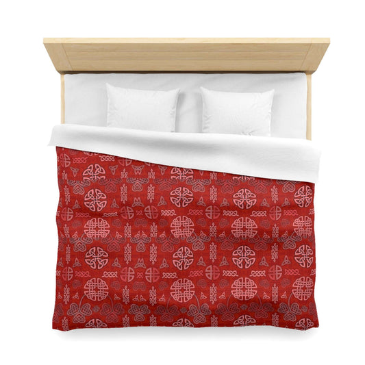 Celtic Red Duvet Cover Irish - Heritage Design, Trinity Knot, & Shamrock Motif