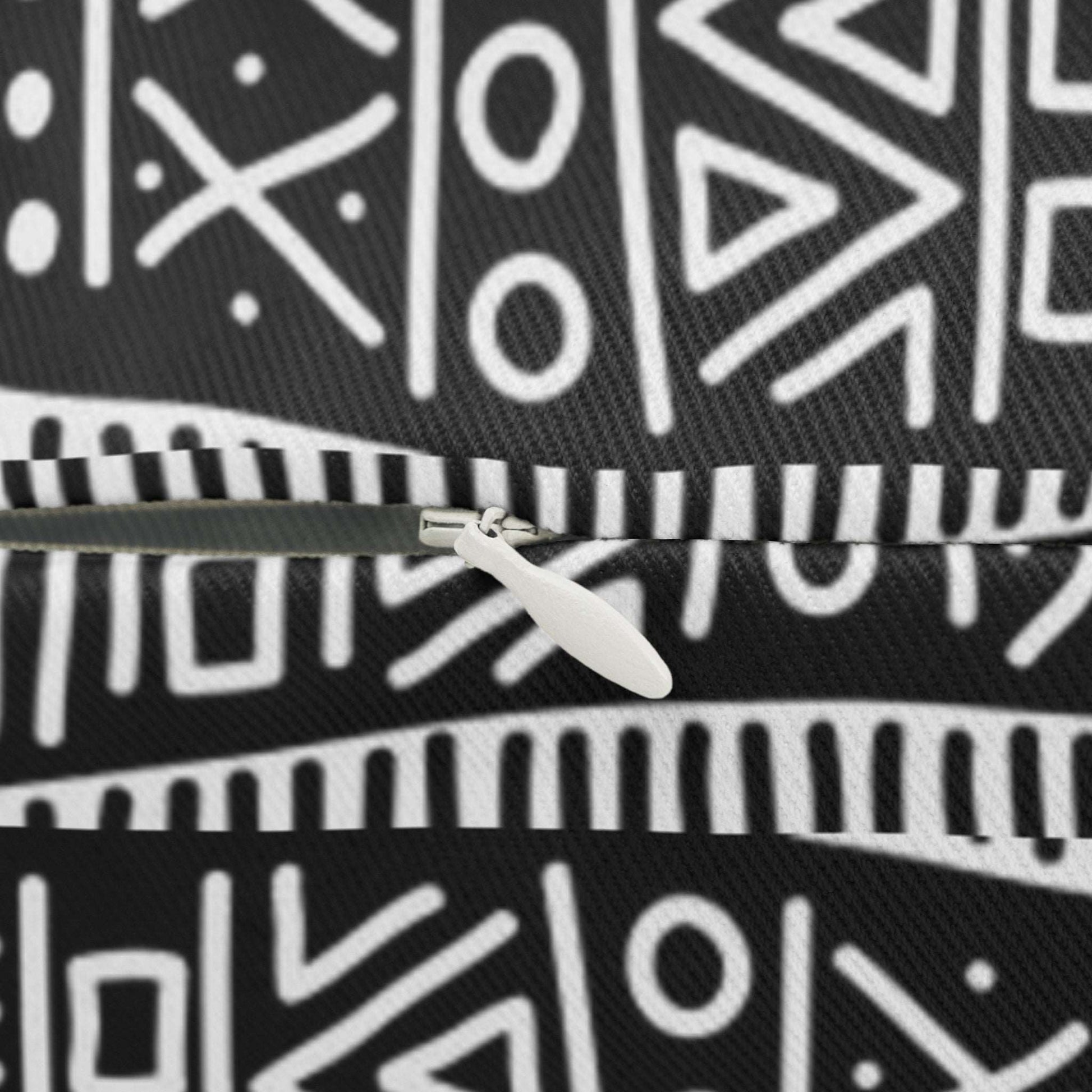 B&W Painted Aztec Pattern Design Spun Polyester Lumbar Pillow