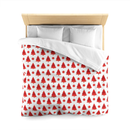 Duvet Cover - Christmas Stars and Trees in Red