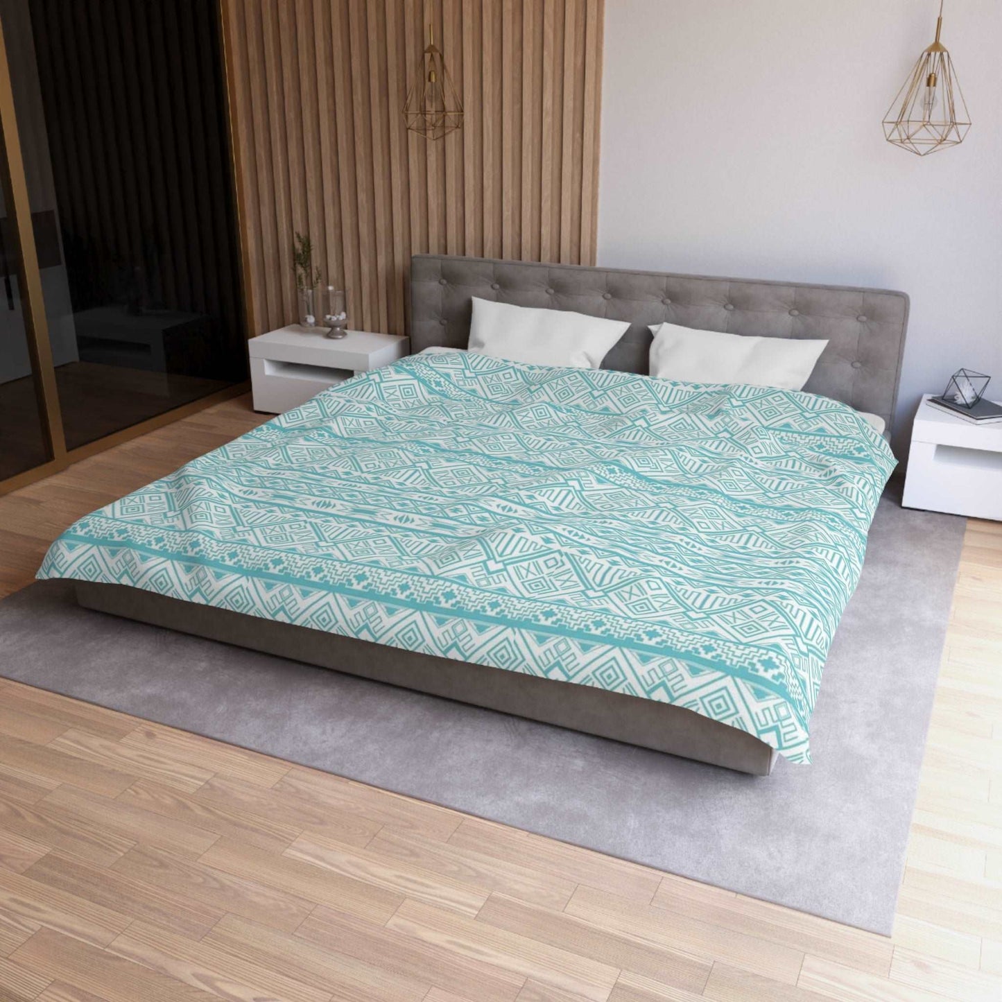 Aztec Madness Aqua Duvet Cover