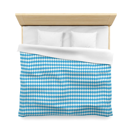 Oktoberfest Bavarian Style Blue and White Diamond Pattern Duvet Cover