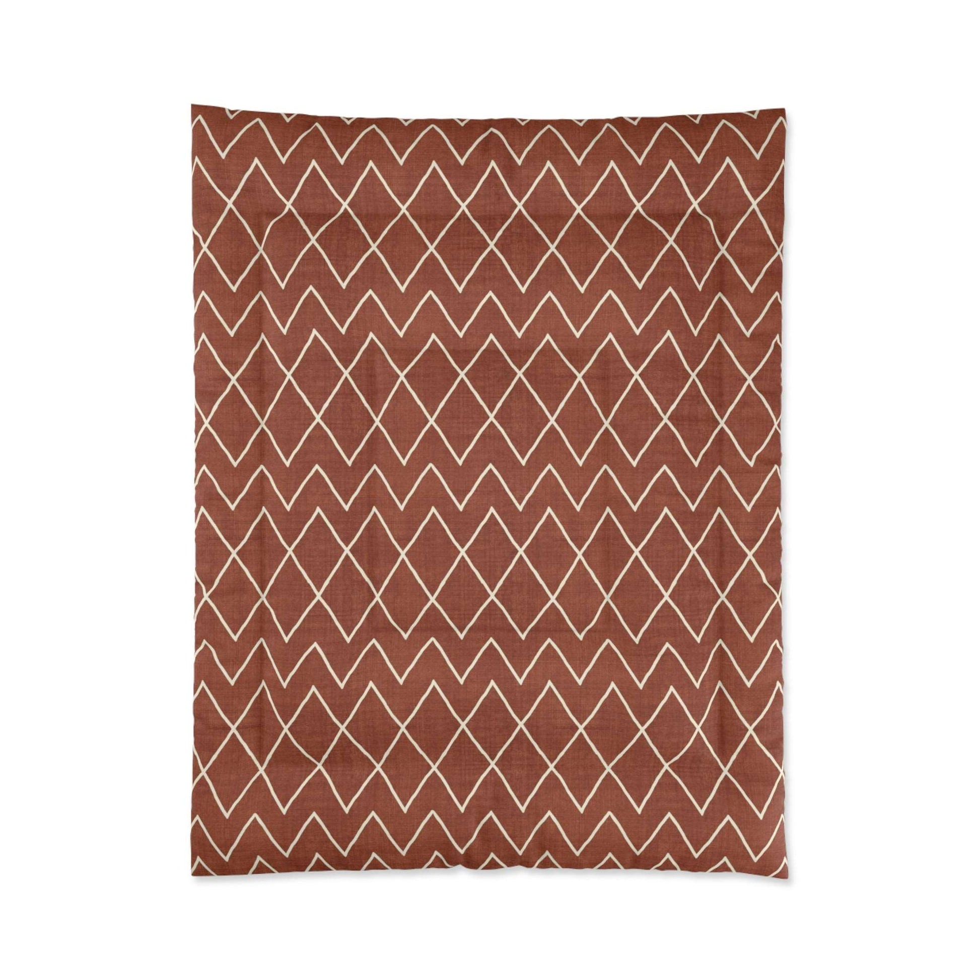 Avoca in Terracotta Rust Microfiber Polyester Comforter Set - Stylish Modern Bedroom Furniture