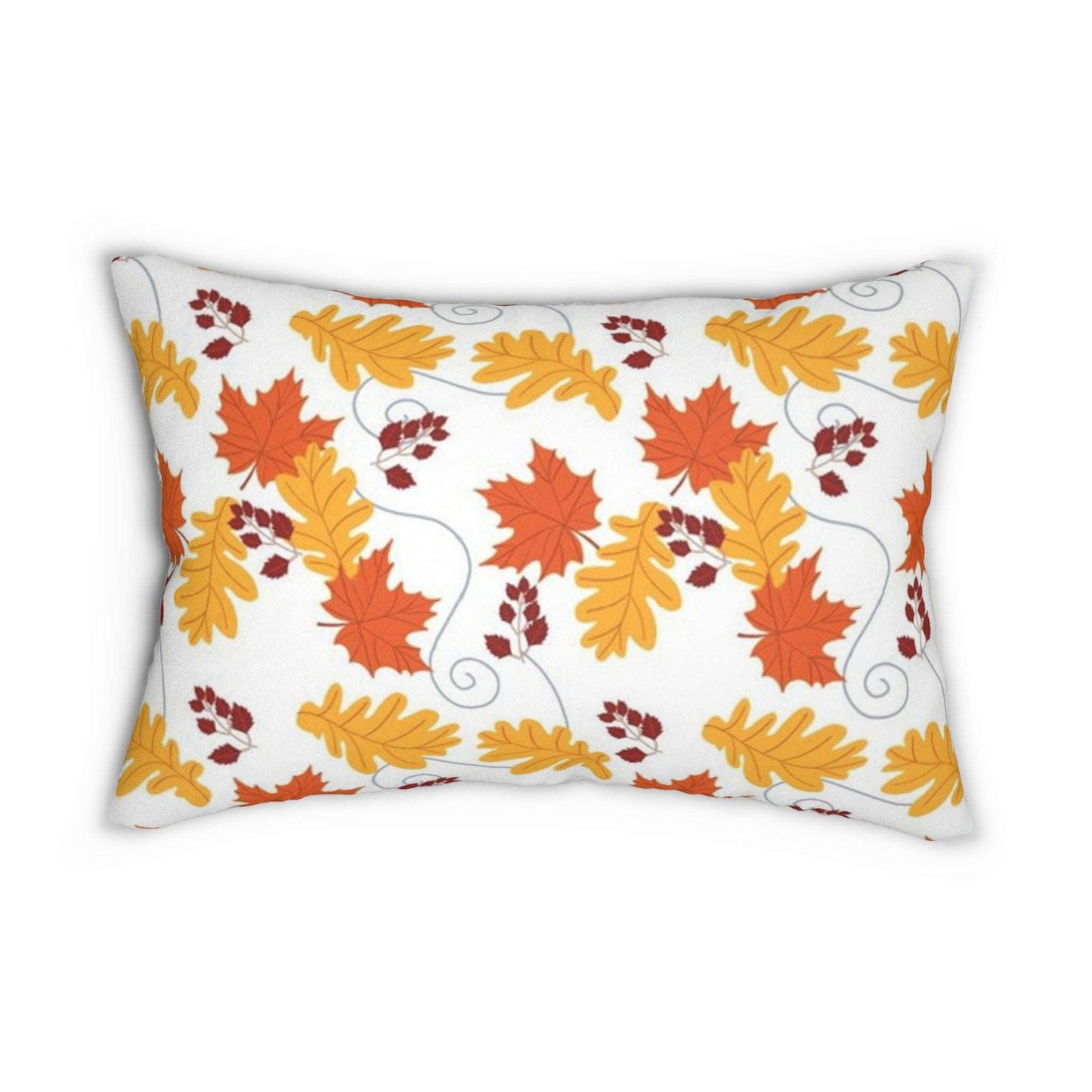 Autumn Leaves in the Wind White Accents Spun Polyester Lumbar Pillow - Seasonal Fall Throw Pillow